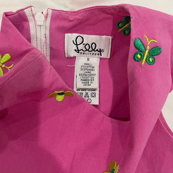 Lily Pulitzer Pink Butterfly Dress Child Size 5 - Picture 2 of 4
